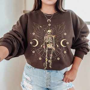 Fairy Grunge Fairycore Clothing Y2k Grunge Clothes Fairycore Clothes Grunge Fairy Skeleton Sweatshirt Celestial Sweatshirt Goth Sweatshirt