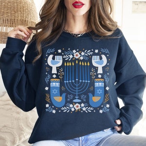 Hannukah Sweater Hanukkah Sweater Cottagecore Sweater Chanukah Sweater Hanukkah Sweatshirt Hanukkah Pajamas Hanukkah Menorah Jewish Sweater