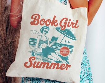ブックガール サマートートバッグ レトロブック風トートバッグ Booktok グッズ ビーチバッグ 本好き向けギフト ロマンスリーダーバッグ 読書用トートバッグ