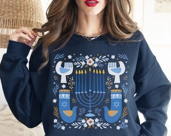 Hannukah Sweater Hanukkah Sweater Cottagecore Sweater Chanukah Sweater Hanukkah Sweatshirt Hanukkah Pajamas Hanukkah Menorah Jewish Sweater