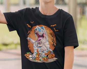 Halloween Dinosaur Shirt Dinosaur T Rex Boys Halloween Shirt Kids Halloween Tshirt Trex Halloween Party Trick Rawr Treat Halloween Costume