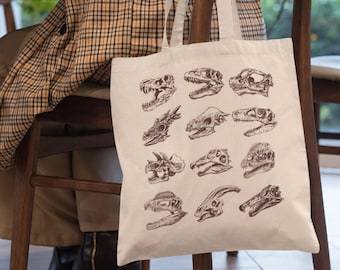 Dinosaur Tote Bag Dinosaur Skeleton Aesthetic Tote Bag Trendy Tote Bag Christmas Dinosaur Bag Paleontology Dino Tote Bag Dinosaur Lover Gift