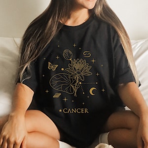 July Birth Flower Shirt Birth Month Flower Birth Month Shirt Cancer Zodiac Shirt Cancer Zodiac Gift Alt Clothing Aesthetic Astrology Shirt