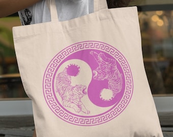 Tiger Tote Bag Yin Yang Tote Bag Aesthetic Tote Bag Year Of The Tiger Gift Bag Lunar New Year Canvas Tote Bag Cute Tote Bag Trendy Tote Bag