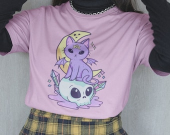 Kawaii Pastel Goth Shirt Soft Goth Pastel Goth Hoodie Witchy Clothes Kawaii Sweater Gothic Clothes E Girl Clothing Witchy Cat Themed Gifts