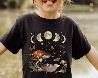 Kids Possum Shirt Opossum Shirt Possum Print Possum Gifts Cottage Core Shirt Goblincore Clothing Dark Cottagecore Clothing Toddler Clothes
