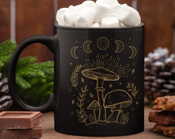 Mushroom Mug Magic Mushroom Gift Cottagecore Mug Psychedelic Mushroom Aesthetic Mug Mystical Mug Witchy Mug Moon Phase Mug Goblincore Mug