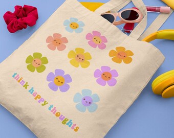 Flower Tote Bag Floral Tote Bag Reusable Tote Bag Aesthetic Tote Bag Canvas Tote Bag Cute Tote Bag Mental Health Tote Bag Trendy Tote Bag