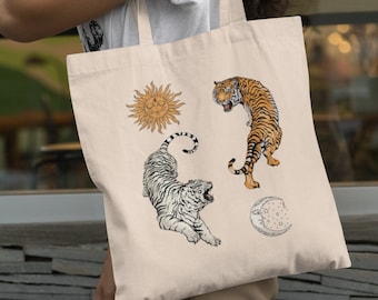 Tiger Tote Bag Canvas Shoulder Bag Teacher Tote Bag Reusable Tote Bag Aesthetic Tote Bag Canvas Tote Bag Cute Tote Bag Trendy Tote Bag Gift