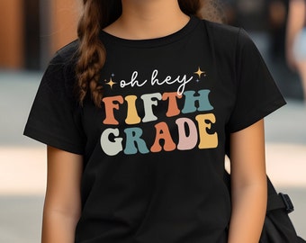 Oh Hey 5年生シャツ レトロ5年生Tシャツ 5年生Tシャツ 5年生チームシャツ 女の子 男の子 新学期シャツ 学校の初日