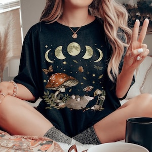 Possum Shirt Opossum Shirt Possum Print Possum T Shirt Gifts Cottage Core Shirt Goblincore Clothing Mushroom Shirt Dark Cottagecore Clothing