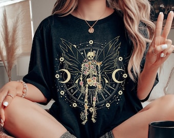 Fairy Grunge Fairycore Clothing Y2k Grunge Clothes Fairycore Clothes Fairycore Shirt Gothic Clothes Skeleton Shirt Mystical Shirt Goth Shirt