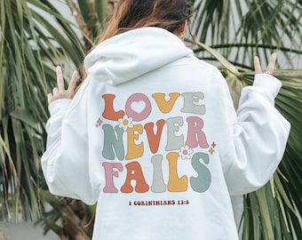 El amor nunca falla Sudadera con capucha Salud mental Sudadera con capucha cristiana Sudadera con capucha Y2k Sudadera con capucha positiva Sudadera preppy Ropa de moda Ropa estética