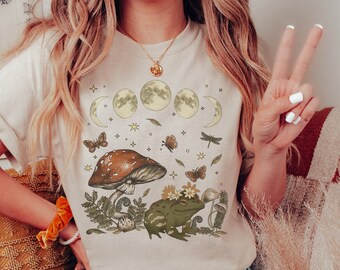 Frosch Shirt Pilz Shirt Goblincore Shirt Cottage Core Shirt Goblincore Kleidung Frosch und Kröte Shirt Fairycore Shirt Pilz Liebhaber Geschenk