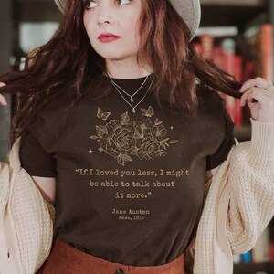 Camicia di Jane Austen Regali di Jane Austen Camicia da libro Abbigliamento accademico scuro Camicia da lettura Camicia da bibliotecario Camicia letteraria Idee regalo per amante del libro