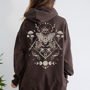 Moth Hoodie Goblincore Clothing Cottagecore Hoodie Mushroom Hoodie Goth Hoodie Celestial Hoodie Witchy Hoodie Moth Shirt Cottagecore Sweater
