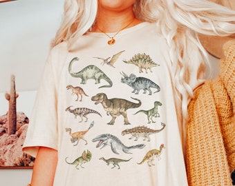 Dinosaurier Shirt Dinosaurier Print Shirt Paläontologie Shirt Dino Shirt Velociraptor Shirt Stegosaurus Parasaurolophus Dinosaurier Pullover