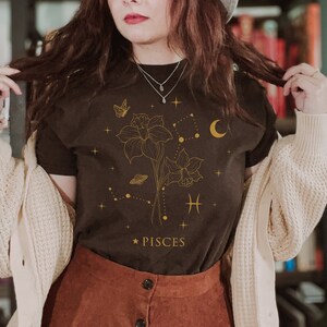 March Birth Flower Shirt Birth Month Flower Birth Month Shirt Pisces Shirt Daffodil Pisces Gifts Alt Clothing Astrology Shirt Butterfly Top