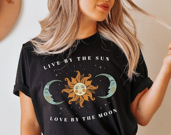 Boho Sun And Moon Shirt Celestial Tshirt Mystical Shirt Oversized T Shirt Vintage Graphic Tee For Women Astronomy Lover Gift Astrology Shirt