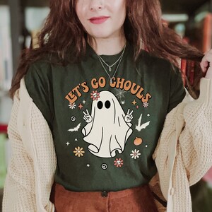 Lets Go Ghouls Shirt Retro Halloween Shirt Funny Ghost Shirt Spooky Season Shirt Plus Size Halloween Crewneck Fall Apparel Tee Pumpkin Shirt