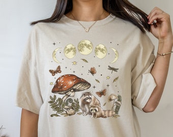 Raccoon Shirt Racoon Gifts Racoon Shirt Cottage Core Shirt Goblincore Clothing Goblincore Shirt Mushroom Shirt Dark Cottagecore Clothing Tee
