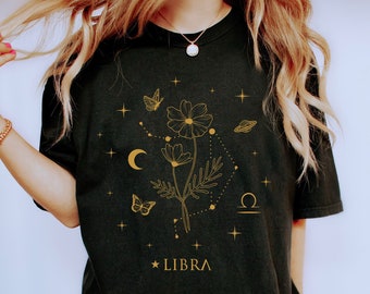 October Birth Flower Shirt Birth Month Flower Birth Month Shirt Libra Shirt Cosmos Flower Libra Gifts Libra Birthday Gift Astrology Shirt