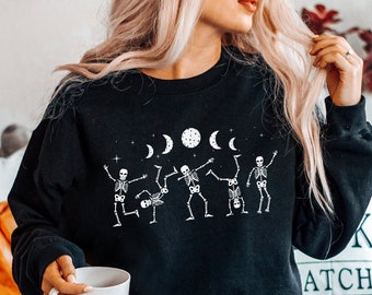 Dancing Skeleton Sweatshirt Funny Halloween Crewneck Skeleton Halloween Sweatshirt Halloween Sweater Fall Sweatshirt Aesthetic Crewneck Gift