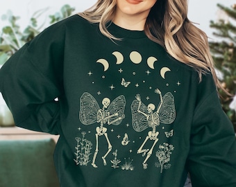 Fairy Grunge Fairycore Clothing Y2k Grunge Clothes Fairycore Clothes Grunge Fairy Dancing Skeleton Sweatshirt Goth Sweatshirt Gothic Clothes