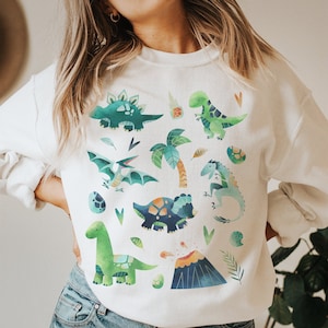 Dinosaur Sweatshirt Dinosaur Sweater Kawaii Sweatshirt Dinosaur Crewneck Dino Sweatshirt Adult Dinosaur Gift Paleontology Dinosaur Clothes