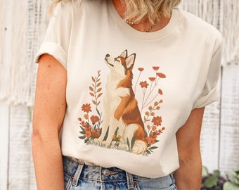 Siberian Husky Shirt Husky Gifts Husky Tshirt Dog Mom Shirt Floral Dog Tshirt Dog Lover Gift Dog Mama Cottage Core Clothes Botanical Shirt