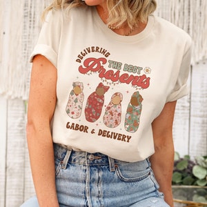 Delivering The Best Presents Retro Labor And Delivery Nurse Christmas Shirt Mother Baby Nurse Shirt Nurse Apparel Ld Nurse Shirt Doula Shirt