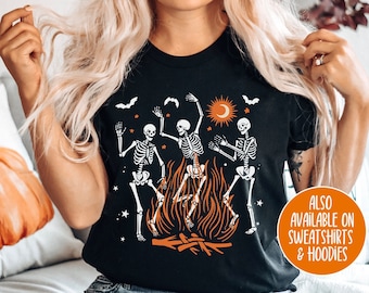 Dancing Skeleton Shirt Halloween Skeleton Sweatshirt Halloween Crewneck Mall Goth Clothes Aesthetic Skeleton Hoodie Occult Shirt Edgy Shirt