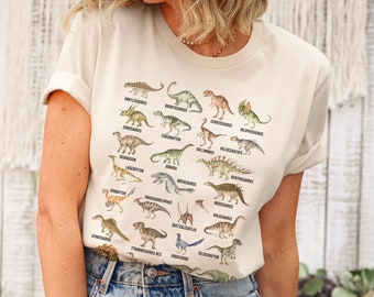 Dinosaur Shirt Womens Dinosaur Alphabet Shirt Dinosaur Print Shirt Paleontology Shirt Dino Shirt Trex Shirt Dinosaur Sweater Dinosaur Gifts