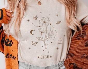 October Birth Flower Shirt Birth Month Flower Birth Month Shirt Libra Shirt Cosmos Flower Libra Gifts Libra Birthday Gift Astrology Shirt