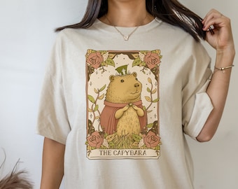 Capybara Shirt Tarot Card Shirt Tarot Shirt Funny Capybara Gift Cottagecore Clothing Cottage Core Shirt Cute Capybara Print Forestcore Shirt
