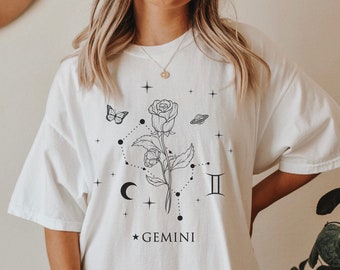 June Birth Flower Shirt Birth Month Flower Birth Month Shirt Gemini Shirt Gemini Birthday Gift Alt Clothing Astrology Shirt Butterfly Top