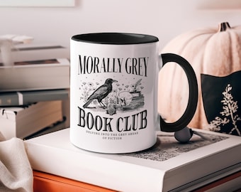 Moralisch grauer Buchclub-Becher Buchbecher Buchliebhaber-Geschenk Buchliebhaber-Becher Bücherwurm-Dinge Bücherwurm-Becher Literarischer Becher Niedliche Becher Ästhetischer Bibliotheksbecher