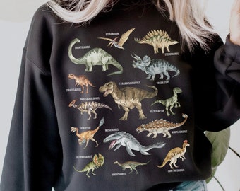 Dinosaur Sweatshirt Dinosaur Sweater Dinosaur Clothes Paleontology Shirt Velociraptor Shirt Goblincore Clothing Trex Shirt Dino Sweater Gift