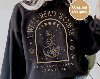 Sudadera con capucha de mujer lectora Sudadera con capucha de libros Sudadera con capucha de lectura Camiseta de literatura Camiseta de bibliotecaria Suéter celestial con cuello redondo de lectora