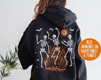 Dansande skelettluvtröja Halloweenskeletttröja Mall Goth-luvtröja Gotisk luvtröja Ockult luvtröja Skräckluvtröja Y2k-luvtröja Egirl-luvtröja