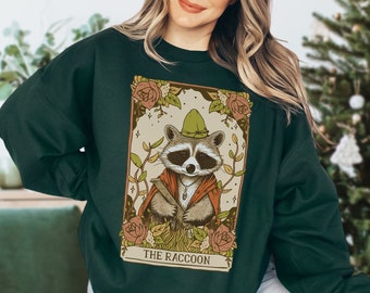 Sudadera de mapache Regalos de mapache Sudadera de mapache divertida Sudadera de carta de tarot Sudadera de tarot Ropa estética Ropa de tarot Trash Panda