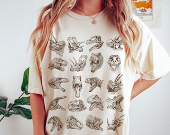 Dinosaur Shirt Comfort Colors Shirt Dinosaur Print Shirt Paleontology Shirt Dino Shirt Velociraptor Shirt Trex Shirt Aesthetic Dinosaur Gift