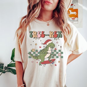 Retro Christmas Shirt Comfort Colors® Tree Rex Shirt Dinosaur Christmas Shirt Groovy Christmas Dinosaur Clothes Christmas Pjs Dino Shirt Te