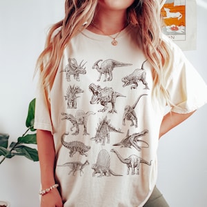 Dinosaur Shirt Comfort Colors Shirt Dinosaur Print Shirt Paleontology Shirt Dino Shirt Velociraptor Shirt Trex Shirt Aesthetic Dinosaur Gift