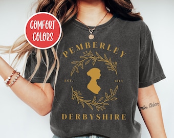 Pemberley T-Shirt Jane Austen Shirt Jane Austen Geschenke Bücherwurm Shirt Dunkle Wissenschaft Kleidung Lesen Shirt Bibliothekar Shirt Comfort Colors® Te