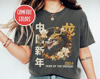 Jahr des Drachen Shirt Chinesisches Neujahr Shirt Chinesischer Drache Lunar New Year 2024 Neujahr Geschenk Chinesisches Sternzeichen Geschenk Chinesische Streetwear