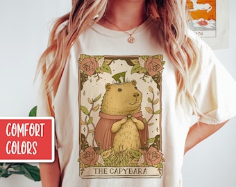 Capybara Shirt Tarot Card Shirt Tarot Shirt Funny Capybara Gift Cottagecore Clothing Cottage Core Shirt Cute Capybara Print Forestcore Shirt