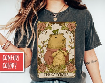Capybara Shirt Tarot Card Shirt Tarot Shirt Funny Capybara Gift Cottagecore Clothing Cottage Core Shirt Cute Capybara Print Forestcore Shirt