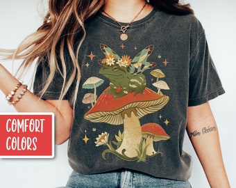 Frosch Shirt Pilz Shirt Goblincore Shirt Cottage Core Shirt Goblincore Kleidung Frosch und Kröte Shirt Pilzliebhaber Geschenk Comfort Farben®