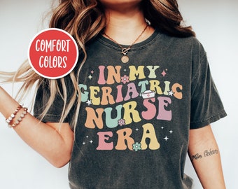 Na minha era da enfermeira geriátrica camisa retro camisa da enfermeira geriátrica vestuário da enfermeira vestuário de enfermagem geriátrica camisa da enfermeira do hospital apreciação da enfermeira
